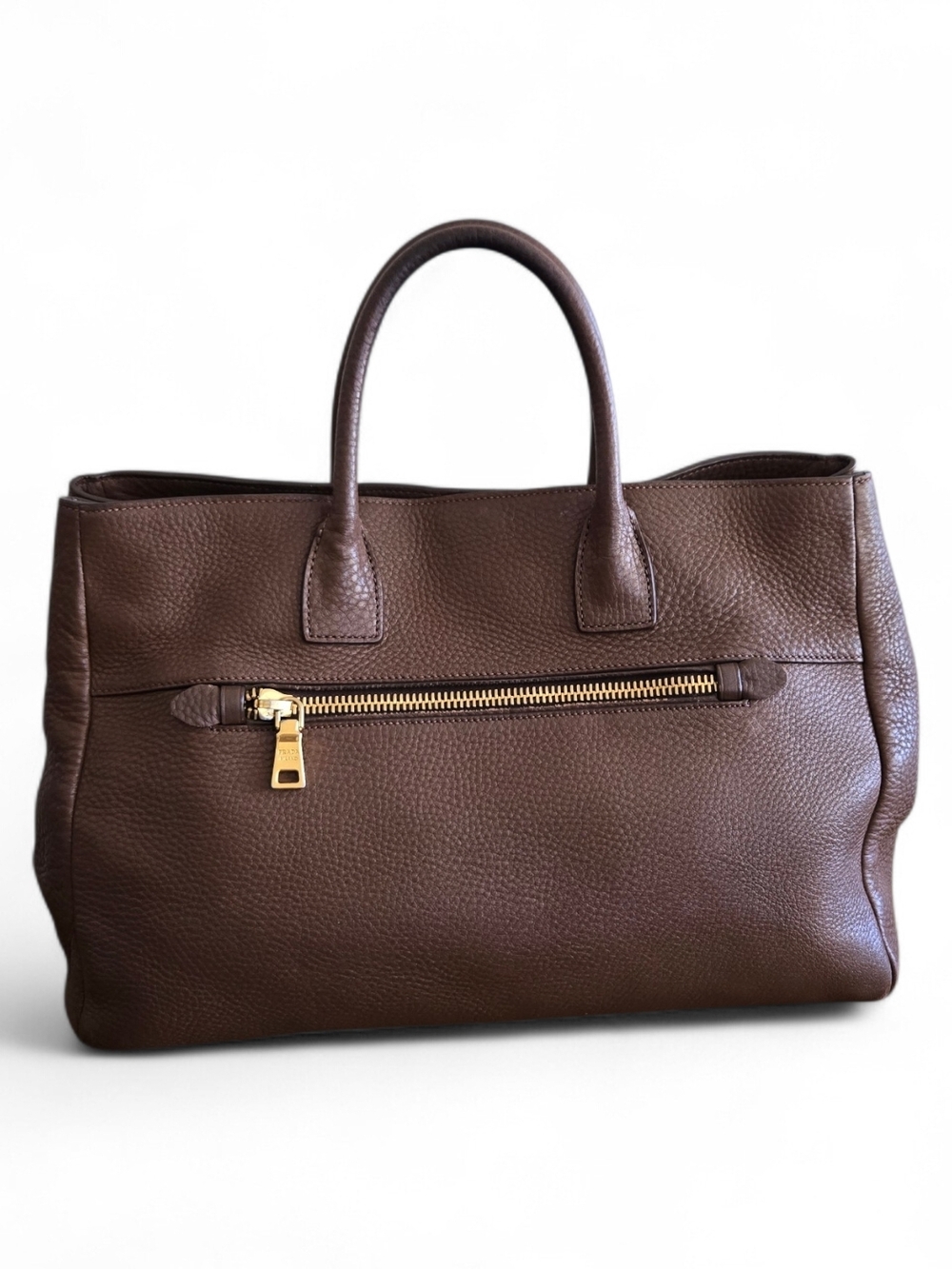 Prada Brown Leather Top-Handle Tote - Picture 2 of 9
